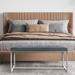 Edelstahl Küchenbank Barci Kunstleder I Moderne 2er-Sitzbank Mit Polsterung Für Esszimmer Und Küche Und Büro I Sitzhöhe 48 CM ^ CLP Online