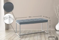 Edelstahl Küchenbank Barci Kunstleder I Moderne 2er-Sitzbank Mit Polsterung Für Esszimmer Und Küche Und Büro I Sitzhöhe 48 CM ^ CLP Online