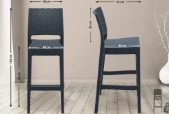 2er Set Barhocker Jamaica Mit Fußstütze I Outdoor-Tresenhocker In Rattan-Optik I Stapelbare Barstühle ^ CLP New
