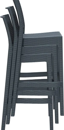 2er Set Barhocker Jamaica Mit Fußstütze I Outdoor-Tresenhocker In Rattan-Optik I Stapelbare Barstühle ^ CLP New