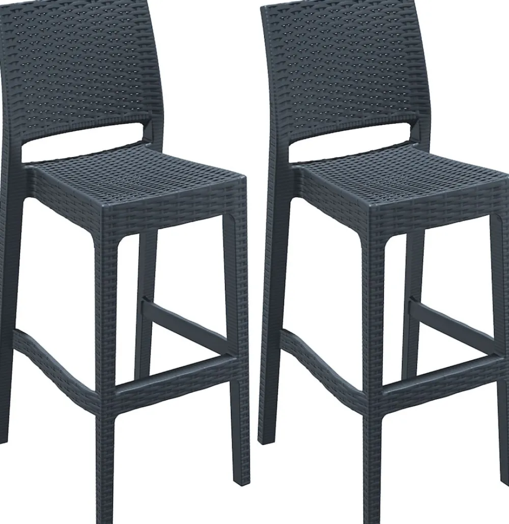 2er Set Barhocker Jamaica Mit Fußstütze I Outdoor-Tresenhocker In Rattan-Optik I Stapelbare Barstühle ^ CLP New