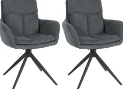 Esszimmerstühle 2er Set drehbar Vilas Stoff, 180° schwenkbarer Sessel mit Armlehne und Rückenlehne, Metallgestell mit Bodenschonern ^ CLP Discount