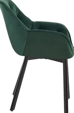 Esszimmerstühle 2er Set ergonomisch Antigo, Armlehne gepolstert, 180° Drehfunktion, Samtbezug, Küchenstuhl mit schwarzem Metallgestell ^ CLP Outlet