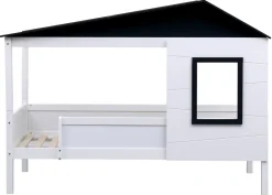 Kinderbett Tessa Aus Kiefernholz I Himmelbett Mit Fenster I Hausbett Mit Rausfallschutz ^ CLP Hot