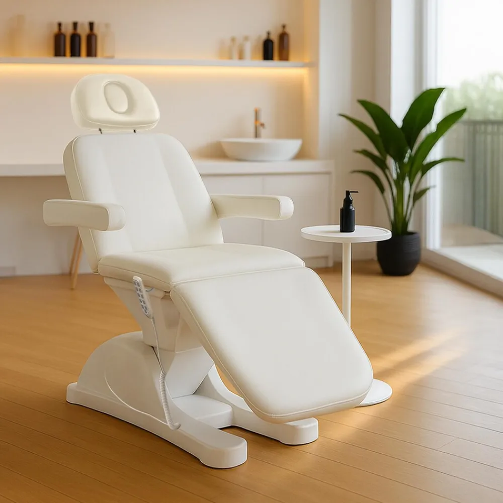 Kosmetikliege elektrisch Penta, höhenverstellbar mit 4 Motoren, Armlehne & Gesichtsöffnung, Massage und Tattoo Liege mit 200 kg Tragkraft ^ CLP Best