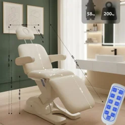Kosmetikliege elektrisch Penta, höhenverstellbar mit 4 Motoren, Armlehne & Gesichtsöffnung, Massage und Tattoo Liege mit 200 kg Tragkraft ^ CLP Best