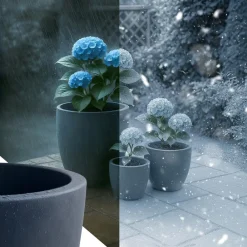 CLP Pflanzkübel groß, 3er Set für außen und innen, Outdoor XXL Blumenkübel rund, wetterbeständig frostsicher in Steinoptik, winterfest grau Hot