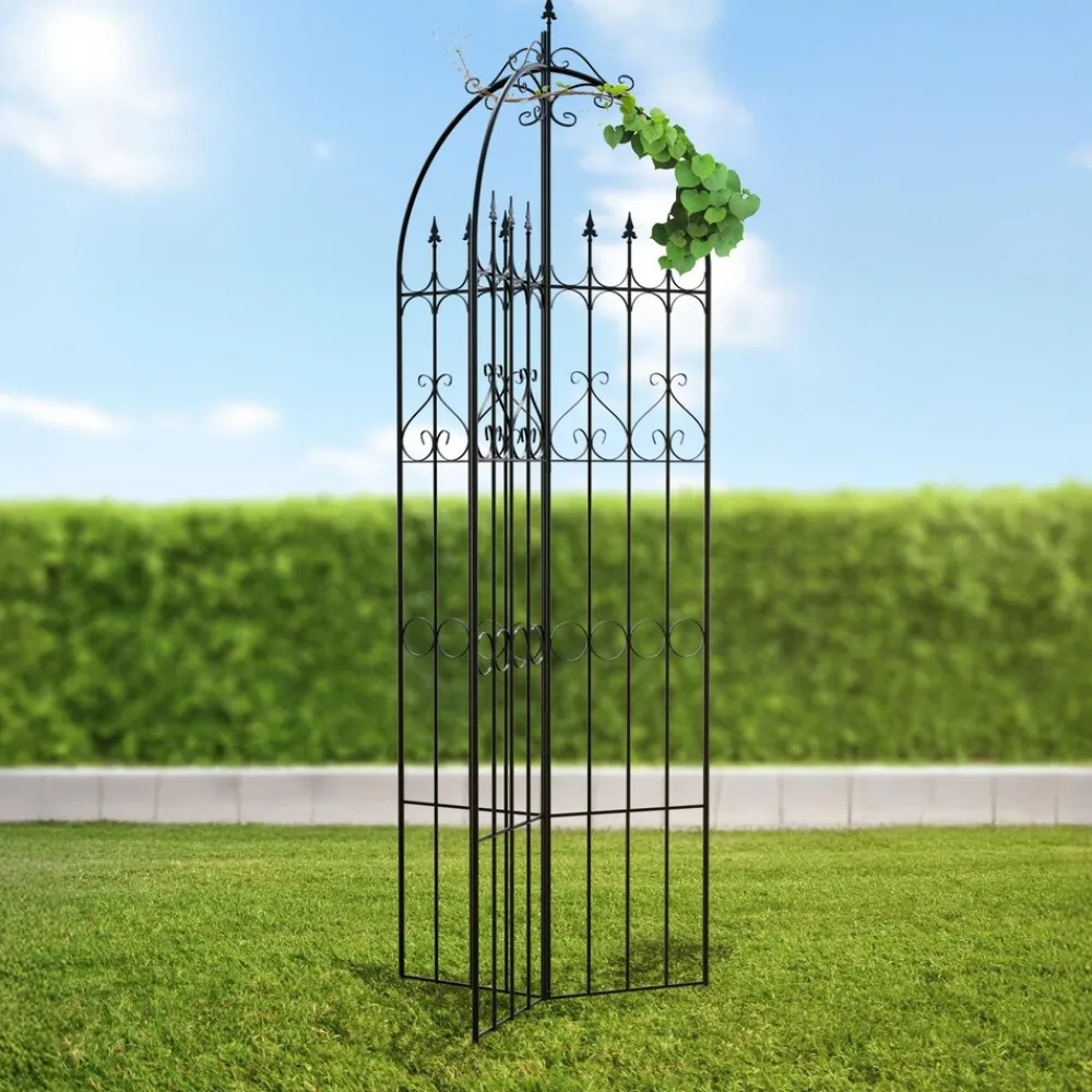 Rankgitter Flowton im Romantikstil, Rankhilfe & Rankzaun mit stilvollen Verzierungen, Steckzaun für den Garten ^ CLP Discount