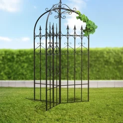Rankgitter Flowton im Romantikstil, Rankhilfe & Rankzaun mit stilvollen Verzierungen, Steckzaun für den Garten ^ CLP Discount