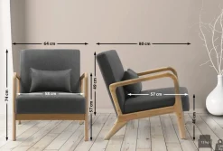 CLP Relaxsessel Hibbing I Komfortabler Polstersessel mit Stoffbezug I Gestell aus Kautschukholz I Sessel für Wohnzimmer und Schlafzimmer schwarz Sale
