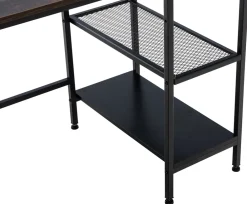CLP Schreibtisch Oviedo I Laptoptisch Mit Stauraum I Bürotisch Mit Regalfächern schwarz/braun Sale
