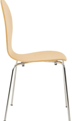CLP Stapelstuhl Diego I Komfortabler Esszimmerstuhl I Metallgestell, Holzsitz I Ergonomisches Design I Platzsparend In Esszimmer Und Küche eiche Discount
