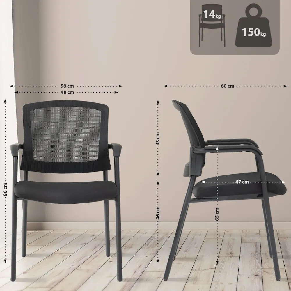 Stapelstuhl Volga I Stuhl gepolstert mit Stoffbezug I Rückenlehne mit atmungsaktivem Netzbezug I Konferenzstuhl bis 150 kg belastbar ^ CLP Hot