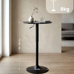 Stehtisch rund 60cm Lamoni, Bartisch stufenlos höhenverstellbar, 360° drehbar, Bistrotisch mit stabilem Metallgestell und Bodenschutz ^ CLP Clearance