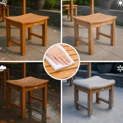 CLP holz Hocker outdoor wetterfest Bibury, Sitzhocker und Fußhocker in einem, langlebig für Garten, Terrasse und Balkon teak Discount