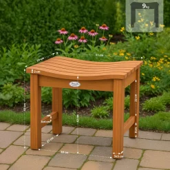 CLP holz Hocker outdoor wetterfest Bibury, Sitzhocker und Fußhocker in einem, langlebig für Garten, Terrasse und Balkon teak Discount