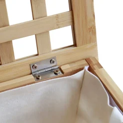 CLP Wäschebox für Schmutzwäsche Lenca, Wäschesammler Holz Wäschesack 90L waschbar herausnehmbar, Bambusrahmen für Badezimmer natur