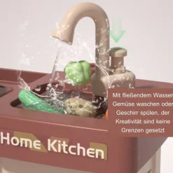 Coemo Kinderküche Jasmin Spielküche mit viel Zubehör Farbe Braun Hot