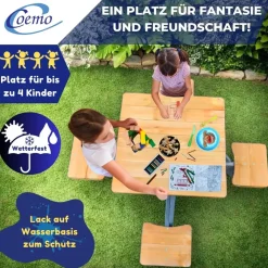 Coemo Kindersitzgruppe Romy Kindertisch und Sitze Gartentisch New