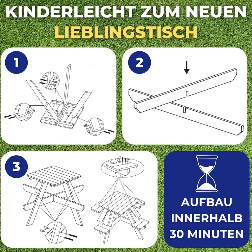 Coemo Kindersitzgruppe Romy Kindertisch und Sitze Gartentisch New