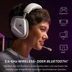 Corsair VOID WIRELESS v2 Gaming Headset, Weiß (CA-9011380-WW, PC, Mac, PS4/5, Nintendo Switch, Mobile, Funk, Bluetooth) Outlet