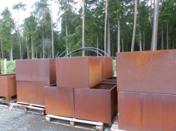 Grünwaren Cortenstahl Pflanzring quadratisch 120x120x60 Rostkübel Rost Stahl Kübel Blumenkübel XXL New