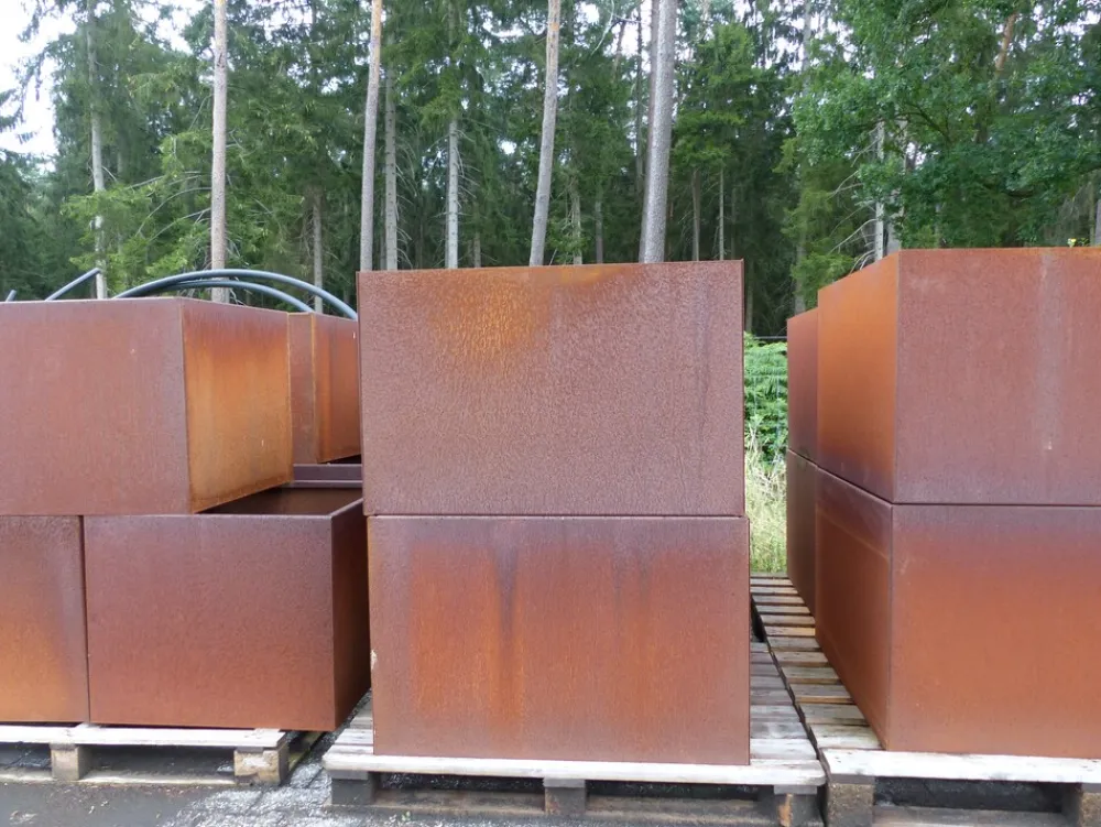 Grünwaren Cortenstahl Pflanzring quadratisch 120x120x60 Rostkübel Rost Stahl Kübel Blumenkübel XXL New