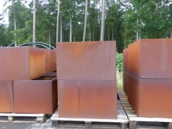 Grünwaren Cortenstahl Pflanzring quadratisch 120x120x60 Rostkübel Rost Stahl Kübel Blumenkübel XXL New