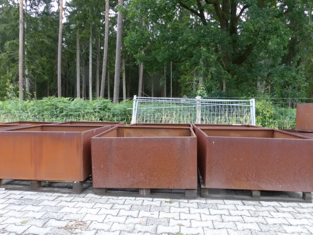 Grünwaren Cortenstahl Pflanzring quadratisch 120x120x60 Rostkübel Rost Stahl Kübel Blumenkübel XXL New