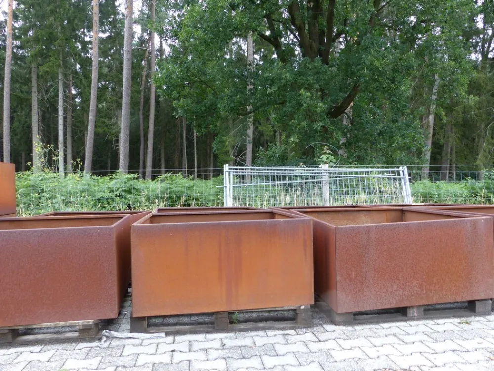 Grünwaren Cortenstahl Pflanzring quadratisch 120x120x60 Rostkübel Rost Stahl Kübel Blumenkübel XXL New
