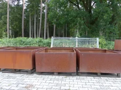 Grünwaren Cortenstahl Pflanzring quadratisch 120x120x60 Rostkübel Rost Stahl Kübel Blumenkübel XXL New