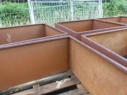 Grünwaren Cortenstahl Pflanzring quadratisch 120x120x60 Rostkübel Rost Stahl Kübel Blumenkübel XXL New
