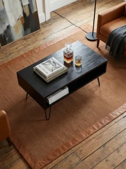 KADIMA DESIGN Couchtisch Mango Massivholz Metall 100x50x40cm mit Stauraum und Haarnadelbeinen Outlet