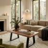KADIMA DESIGN Couchtisch Massivholz Akazie Baumstamm 115x40x60cm Landhausstil Hot