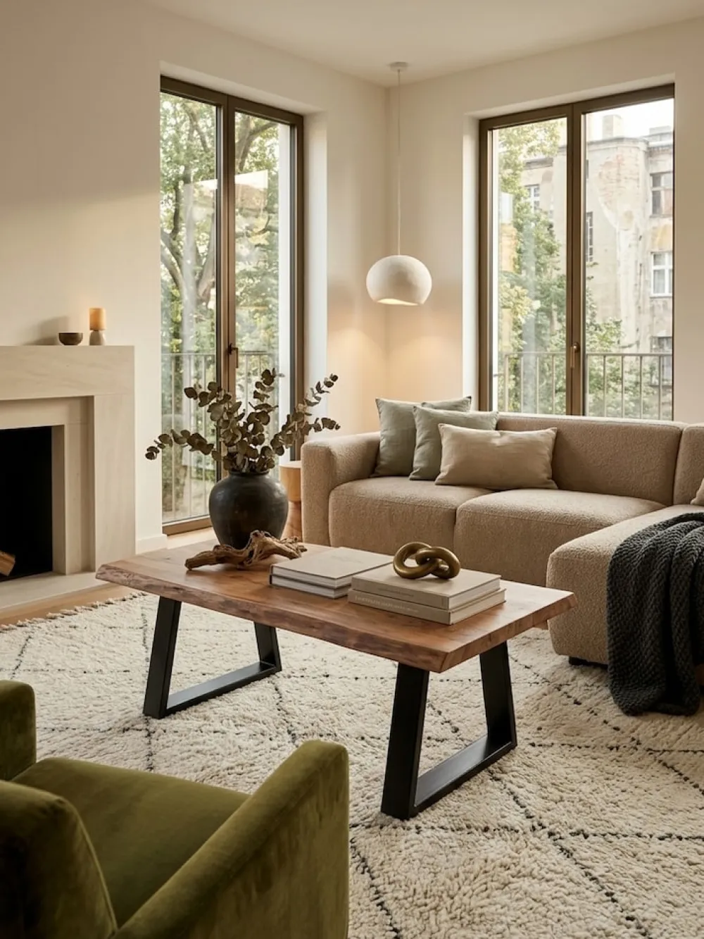 KADIMA DESIGN Couchtisch Massivholz Akazie Baumstamm 115x40x60cm Landhausstil Hot