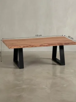 KADIMA DESIGN Couchtisch Massivholz Akazie Baumstamm 115x40x60cm Landhausstil Hot