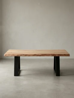 KADIMA DESIGN Couchtisch Massivholz Akazie Baumstamm 115x40x60cm Landhausstil Hot