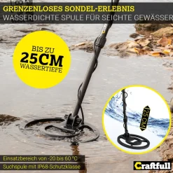 Metalldetektor XPlorer Pro, Komplettset, Pinpoint-Modus, wasserdichte Spule, 30 cm Tiefe ^ Craftfull
