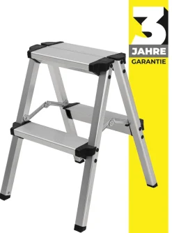 Trittleiter CF-131A, 2-5 Stufen, Doppel-Klapptritt aus Aluminium, Anti-Rutsch, klappbar (2 x 2 Stufen) ^ Craftfull Sale