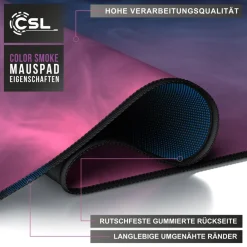 CSL Gaming Mauspad, XXL, Mousepad, 900 x 400 x 3 mm, Tischunterlage, abwaschbar, Farbiger Rauch Outlet