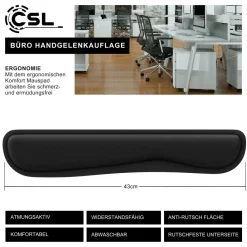 Handgelenkauflage Tastatur Keyboard - Handballenauflage Handgelenkschoner - Maus und Tastatur - ergonomische Haltung - 43 cm - atmungsaktiv ^ CSL Discount