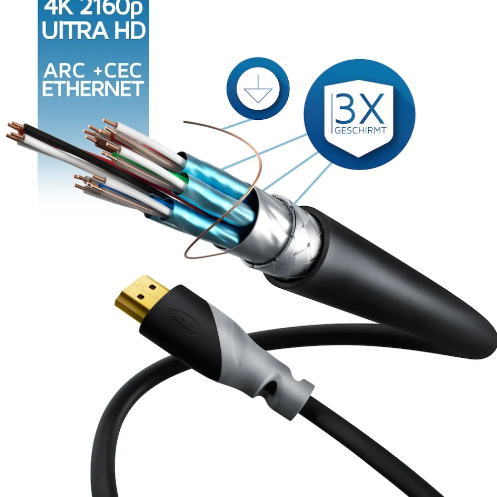 CSL HDMI Typ C (Mini) 2.0 zu HDMI Typ A Kabel, Ultra HD, UHD, 2160p, 4k bei 30 Hz, 1080p, 3D, Ethernet - 3m Sale