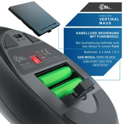 Kabellose Maus, 2,4 GHz mit USB-Empfänger, 1000-2400 DPI, Wireless Maus 6 Tasten mit Nano Empfänger, für Rechtshänder, kompatibel mit PC und Mac ^ CSL Online