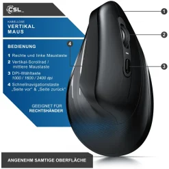 Kabellose Maus, 2,4 GHz mit USB-Empfänger, 1000-2400 DPI, Wireless Maus 6 Tasten mit Nano Empfänger, für Rechtshänder, kompatibel mit PC und Mac ^ CSL Online