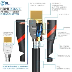 CSL 8k HDMI Kabel 2.1, 4K Ultra HD, UHD, Full HD, 3D, ARC, High Speed mit Ethernet, HDMI Typ A - 7,5m Best