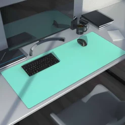 Mauspad, Schreibtischunterlage XXL, Elegante Leder Optik, Mousepad 900 x 400 mm, mintgrün ^ CSL Hot