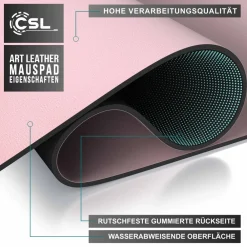 CSL Mauspad Schreibtischunterlage XXL Format Elegante Leder Optik / 900 x 400 mm Mousepad