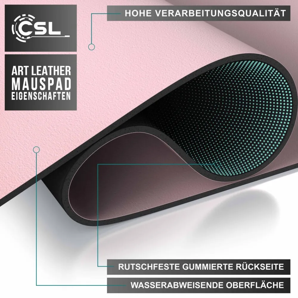 CSL Mauspad Schreibtischunterlage XXL Format Elegante Leder Optik / 900 x 400 mm Mousepad