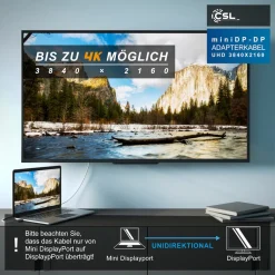 Mini DisplayPort zu DisplayPort Audio- & Video-Kabel, FullHD MiniDP Monitor Kabel, Verbindungskabel - 5m ^ CSL Online