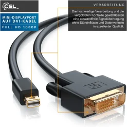 Mini DisplayPort zu DVI Video-Kabel, miniDP Monitor Adapter Kabel, für Apple, PC's & Notebooks - 2m ^ CSL New